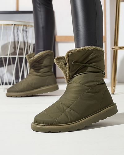Dunkelgrüne Damenschuhe a'la Schneestiefel Amirfu- Footwear