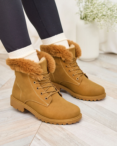 Royalfashion Klassische Damenstiefel a'la trappers in camel Dotsacia Farbe