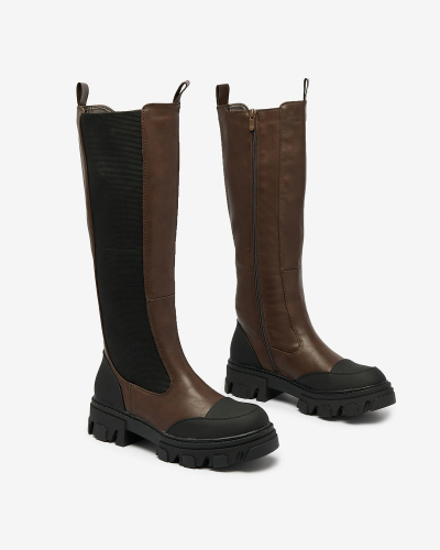 Royalfashion Dunkelbraune mittelhohe Damenstiefel Blyss