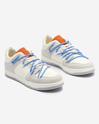 Біло-сірі жіночі спортивні кросівки з синіми шнурками Olierinc - Взуття