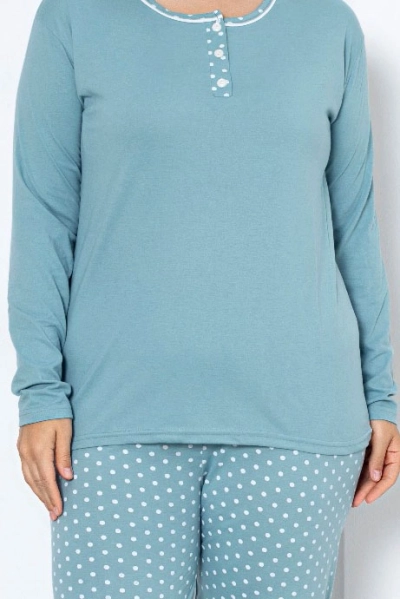 Royalfashion Damen Baumwolle 2-teiliger Polka-Dot Schlafanzug PLUS SIZE