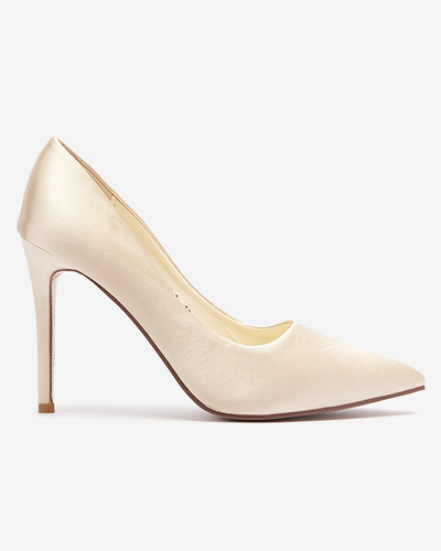 OUTLET Damen-Satin-Pumps auf einem höheren Stiletto in ecru Norija - Schuhe