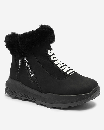 OUTLET Schwarze isolierte Damenstiefel mit Fell Scherr- Footwear