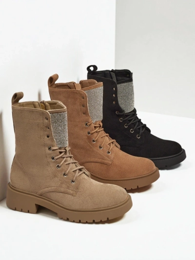 Öko-Wildleder Schnürstiefeletten Damen Ferlyne