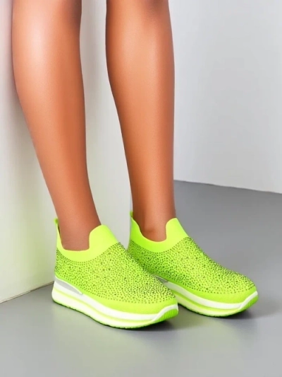 Royalfashion Жіночі спортивні туфлі на підошві з тканини з стразами Adeq