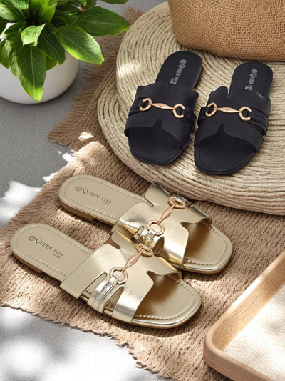 Royalfashion Damen-Pantoletten mit flacher Sohle Lina