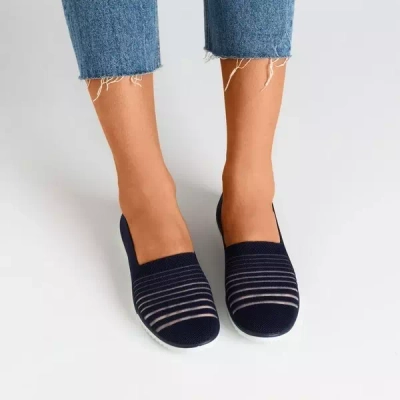 OUTLET Dunkelblaue Slip-On-Sneakers mit Streifen von Yeqa - Footwear