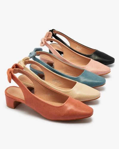 Blaue gefütterte Damenpumps mit Prägung und Schleife Olikasa - Footwear