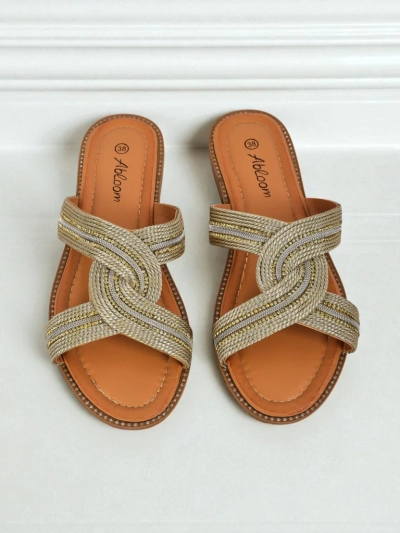 Royalfashion Damen Pantoletten Geflochten Woven Breeze