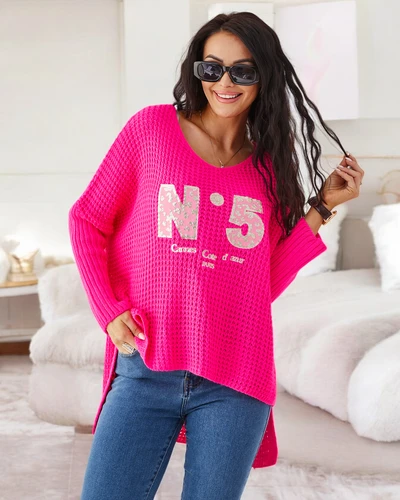 Royalfashion Acryl Damen Strickpullover mit Schriftzügen
