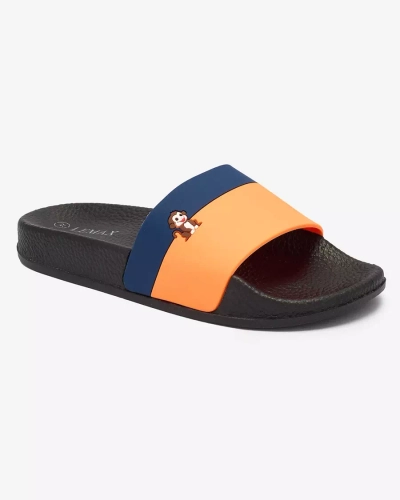 Royalfashion Orange und marineblaue Damen-Gummi-Flip-Flops Lierigs
