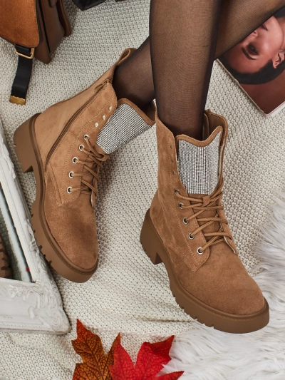 Öko-Wildleder Schnürstiefeletten Damen Ferlyne