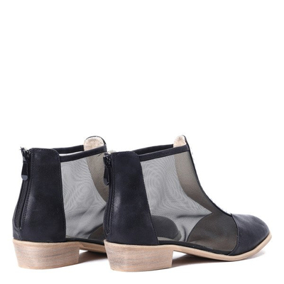 Czarne botki z siatki - Obuwie