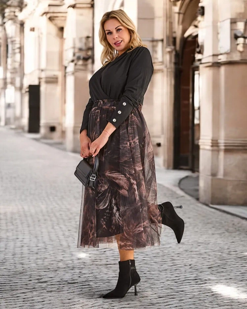 Жіноча подвійна міді спідниця Royalfashion