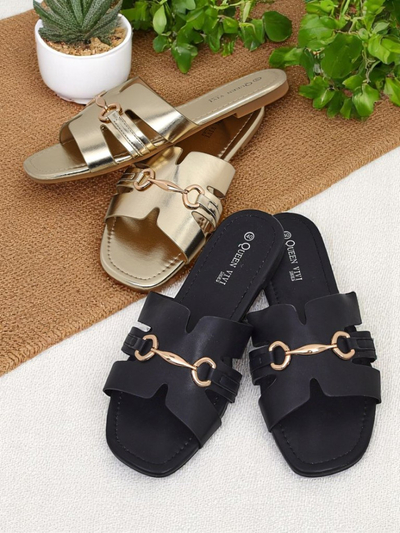 Royalfashion Damen-Pantoletten mit flacher Sohle Lina
