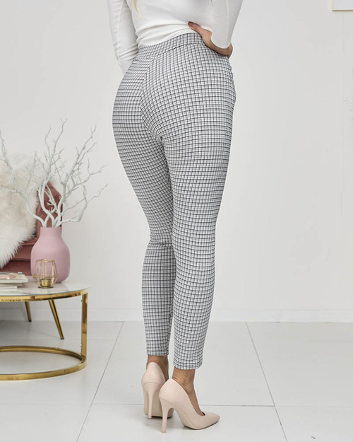 Сіро-чорні жіночі картаті лосини - Одяг