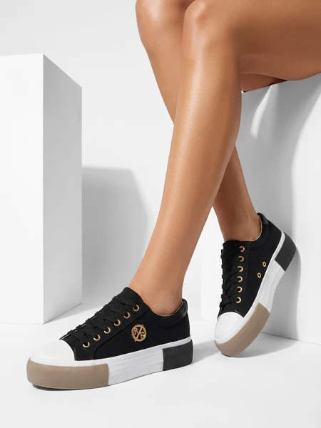 Schwarze Damen-Aurelio-Canvas-Sneaker