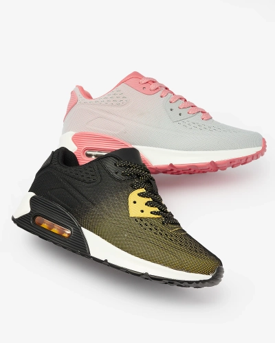 Schwarze Damen Sportschuhe mit gelben Einsätzen Letera - Footwear