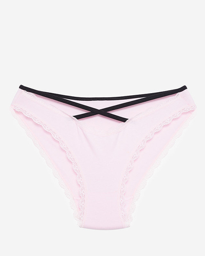 Pinker Damenslip mit Spitze und Streifen - Unterwäsche