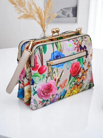 Royalfashion Floral kleine Damenhandtasche aus Ökoleder