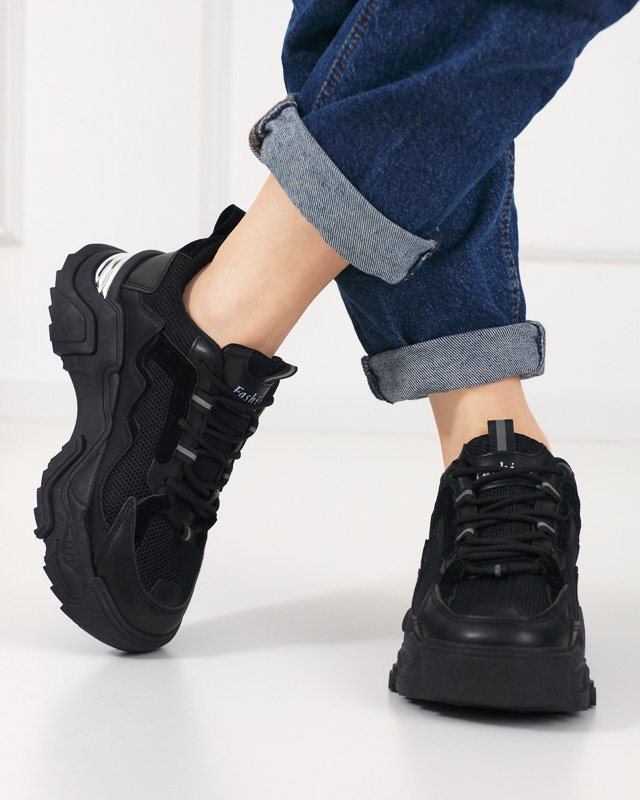 OUTLET Schwarze Sportschuhe für Damen mit Mesh Dewinso - Schuhe