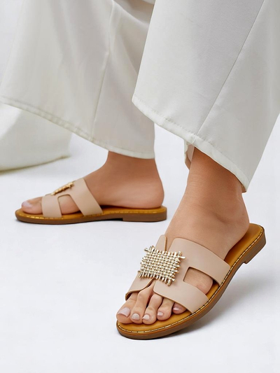 Royalfashion Damen dekorative Slides mit Ornament Crattes