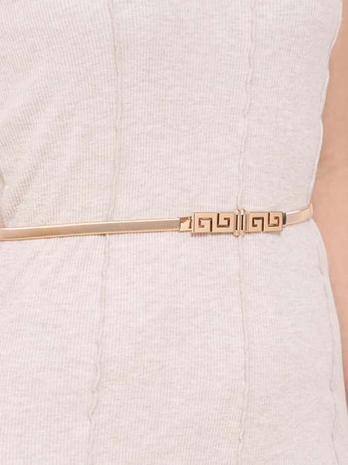 Золотий металевий жіночий пасок Minerva Elegante з грецьким мотивом, 64-100 см