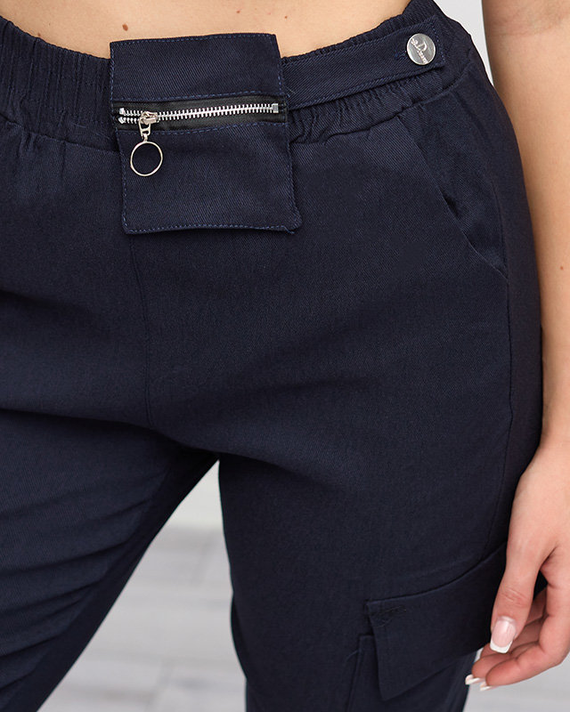 Marineblaue Cargohose für Damen mit abnehmbarer Tasche - Kleidung