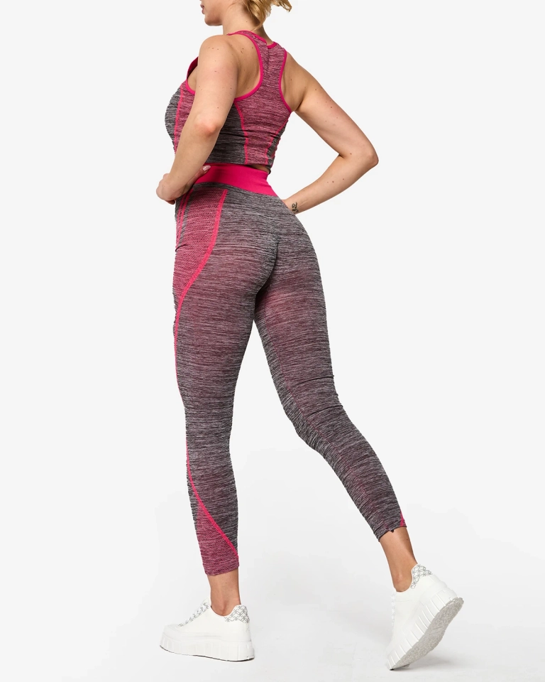 Graues Damen-Sport-Set mit fuchsiafarbenen Einsätzen - Kleidung