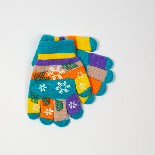 Блакитні дитячі рукавиці зі сніжинками