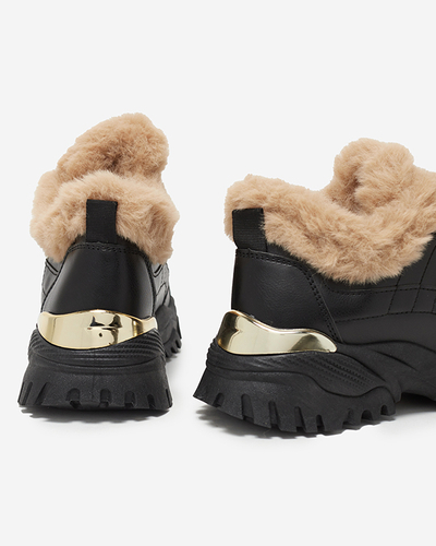 Schwarze Sportschuhe für Damen mit Fell Flixi - Schuhe