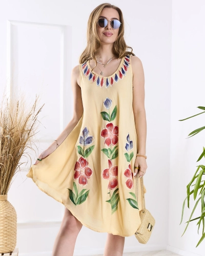 Beige gemusterte Damen-Bettdecke mit Druck - Kleidung