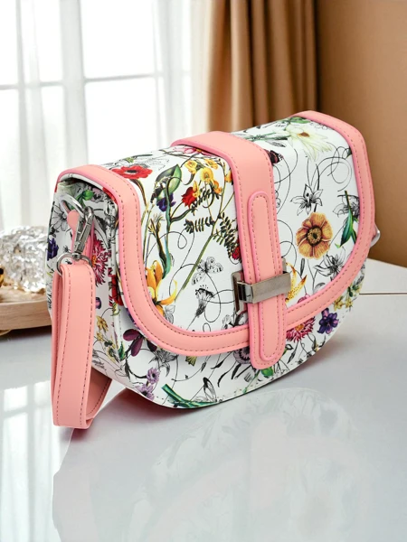 Royalfashion Kleine Damenhandtasche aus Öko-Leder mit Blumenmuster Ori Elle