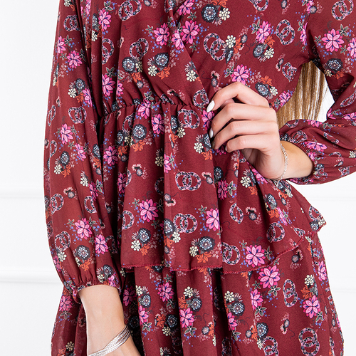 Бордова жіноча сукня з квітковим принтом