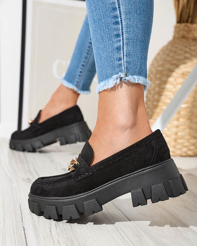 Schwarzer Damenschuh mit goldener Verzierung Quesil - Footwear