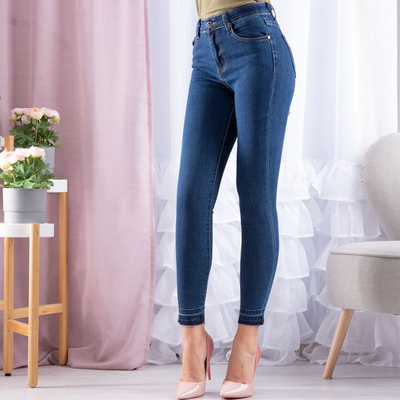 Marineblaue Jeans mit hoher Taille - Hose 1