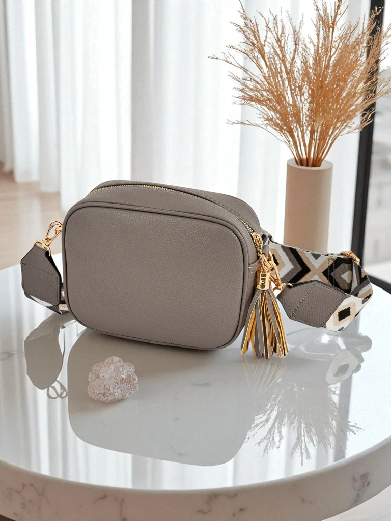 Royalfashion Kleine Damenhandtasche aus Öko-Leder mit buntem Riemen Kovi Lace