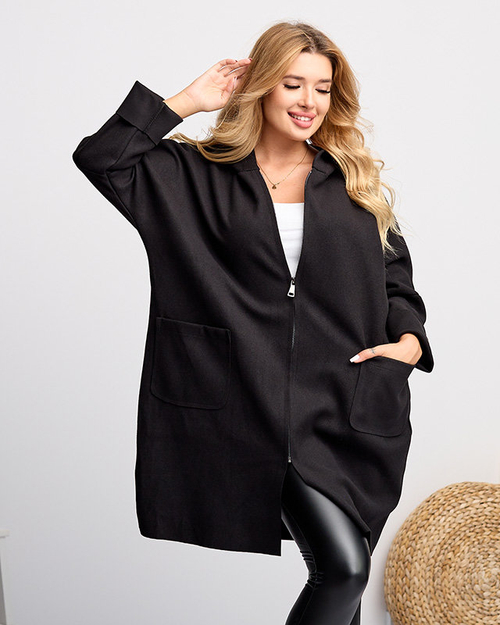 Чорна жіноча куртка-плащ