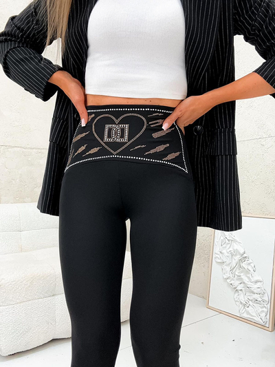 Royalfashion Damen Leggings mit Zirkonen