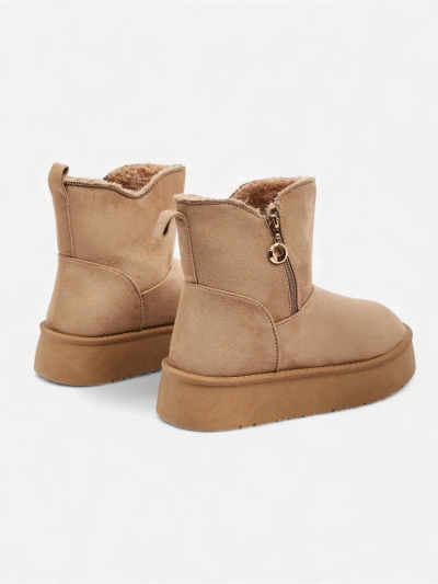 Aurora Beige Leder Damenstiefeletten für jeden Tag