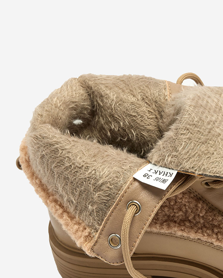 Royalfashion Damen Schnürstiefel mit Schafsfell Setrica