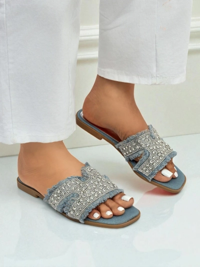 Royalfashion Damenpantoletten mit Strasssteinen CrystalEase