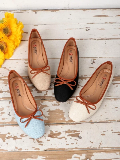 Royalfashion Damen Ballettschuhe mit Glitzer und einer Schleife Aramie