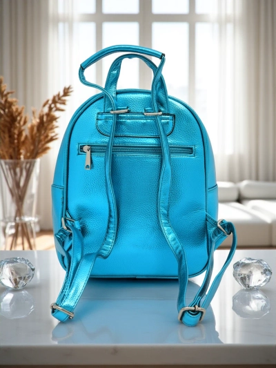 Royalfashion Damenrucksack aus Öko-Leder mit Metallic-Streifen Metallic Stripes