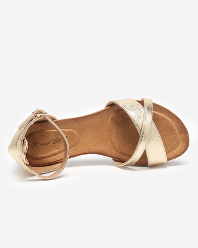 Flache Damensandalen in Rosé und Gold Ruddi- Footwear