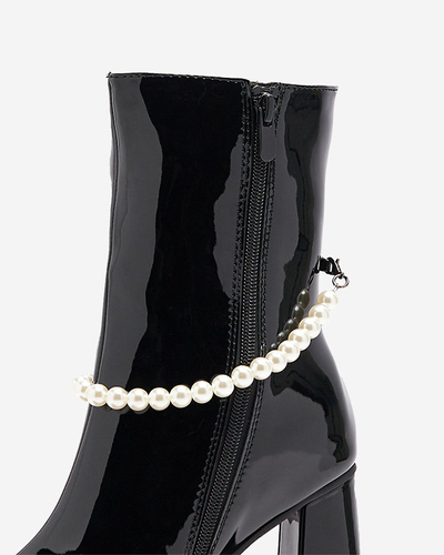 Schwarz lackierte Damenstiefel mit hohem Schaft Rassla- Footwear