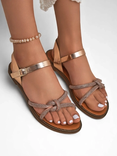 Royalfashion Damen Sandalen mit dekorativen Zirkonia Bella Shine