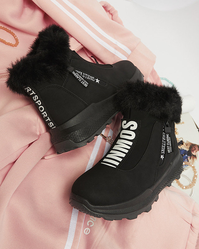 OUTLET Schwarze isolierte Damenstiefel mit Fell Scherr- Footwear