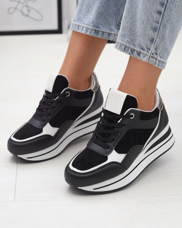 Schwarze sportliche Damen-Sneaker mit Anker Aqosda- Footwear