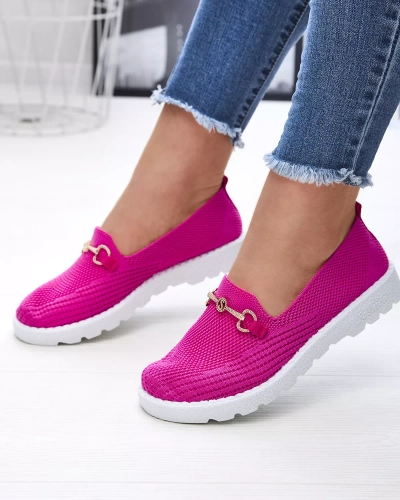 Fuchsia Damen Slipper mit goldener Verzierung Enelida - Schuhe